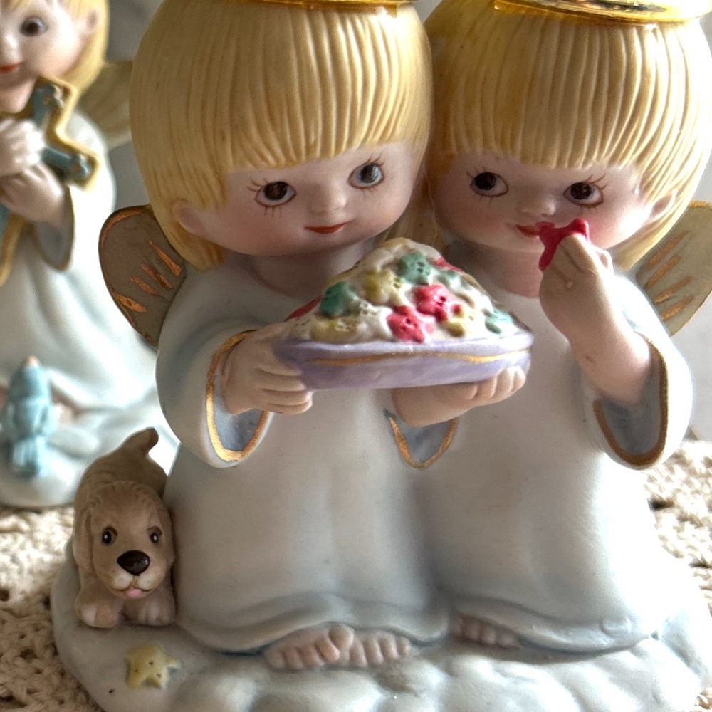 Angel Figurines Bundle of 3 Gold Halos Sweet Faces Friendship Confirmation Love - Picture 6 of 13